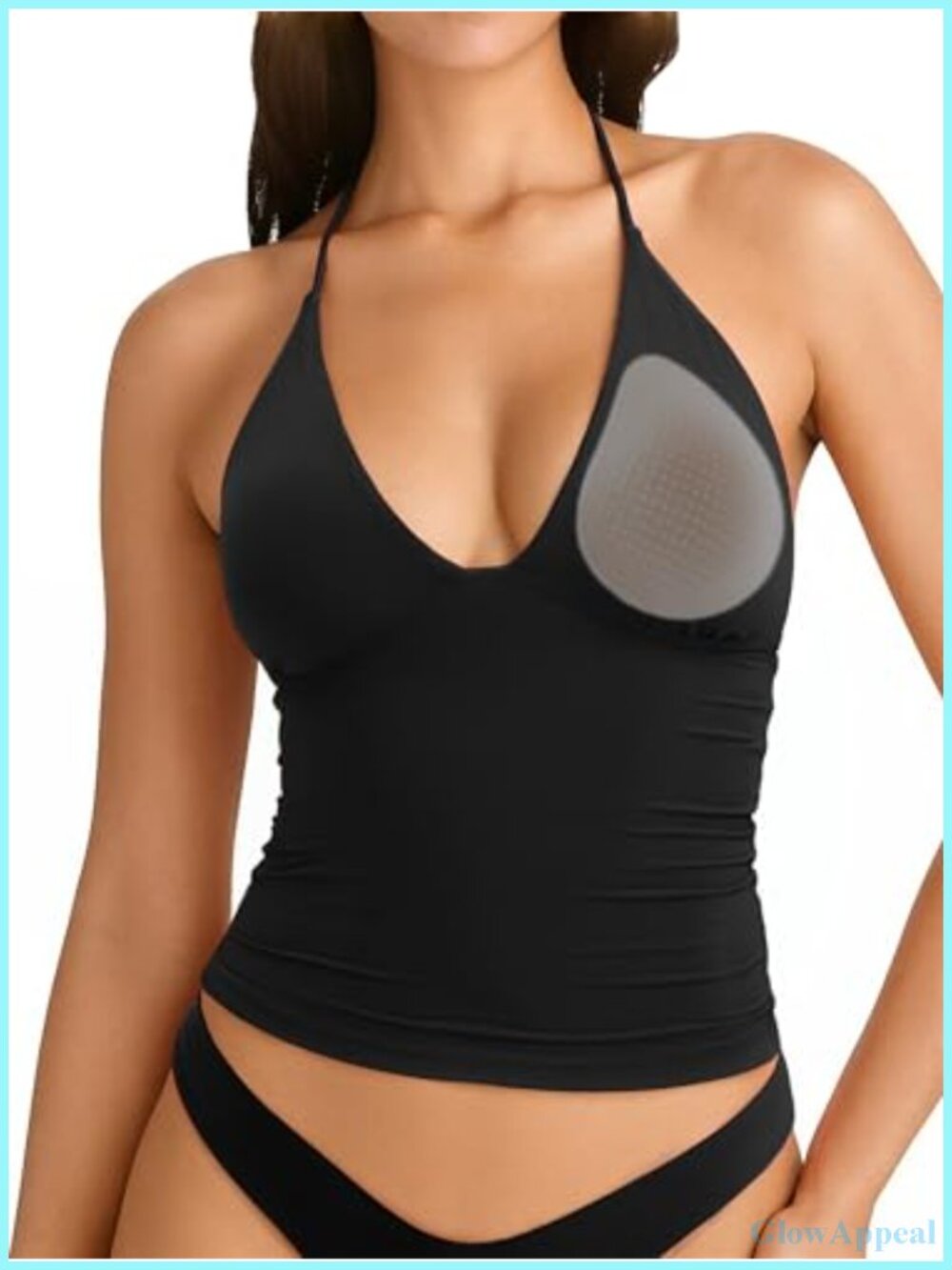 Double Lined Halter Tank Top Padded Sleeveless V Neck Going Out Top
